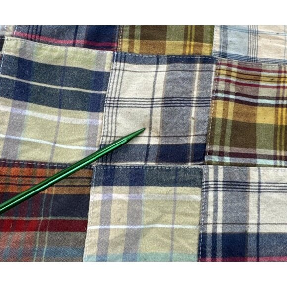 Vintage Duck Head Shorts Mens 34 Tan Madras Plaid Cotton Chino Patchwork Y2K - Picture 6 of 15